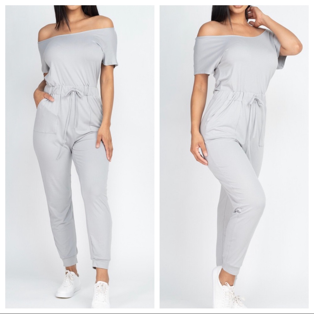 Fabulous on/off the shoulder drawstring jumpsuit - Picture 4 of 9